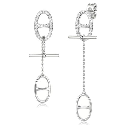 14K Gold CZ Dangle Earrings for Women, Convertible Drop | Detachable chain design with geometric CZ sparkle, hypoallergenic and non-tarnishing. Two styles for elegant everyday wear