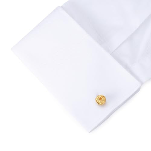 HONEY BEAR Twist Knot Cufflinks for Men Wedding Business | Tarnish-Resistant, Steel-Plated Copper Base, Gift Box, for Groomsmen, Father, Husband, Anniversary, Formal Events - style: Shinny Gold