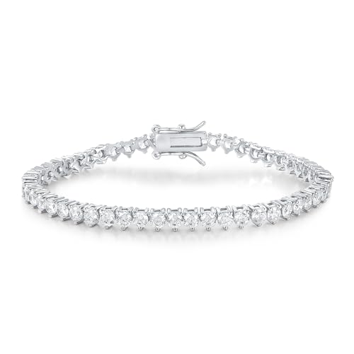 Gemsme 18K White/Yellow Gold Plated 4.0mm Cubic Zirconia Classic Tennis Bracelet 6-9 Inches - color: White Plated, size: 7inch