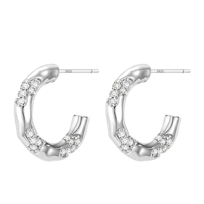 Dainty Gold Huggie Hoop Earrings for Women - 18K Gold Plated Cubic Zirconia Lightweight Mini Double Hoops Earrings for Everyday Wear - style: Small Hoops Earrings Silver