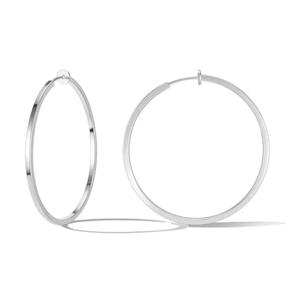 Clip On Hoop Earrings For Women No Piercing Earrrings Spring Hoops for Non-Pierced Ears - color: 5cm/1.97"-silver