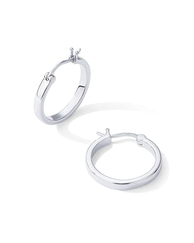 PAVOI 14K Gold Plated 925 Sterling Silver Post Lightweight Hoops | 20mm - 30mm Earring | Gold Hoop Earrings for Women - color: White Gold, size: 20 Millimeters