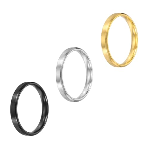 MECCANIXITY Stainless Steel Ring, Plain Ring Blanks Matte Brushed Wedding Bends for Men Women - color: Silver/Black/Gold