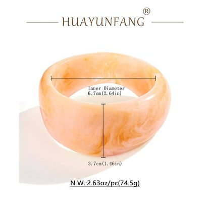 Chunky Acrylic Bangles Bracelets For Women Geometric Acrylic Resin Acetate Mottled Wide Bangle Bracelet Statement Colorful Bangles for Party - color: 04-wide bangle