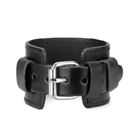 JAOYU Punk Leather Cuff Bracelet Goth Leather Wristband Rock Bracelet Biker Bracelet for Men Leather Armband Black Handmade Jewelry - color: Heavy Metal Leather Bracelet
