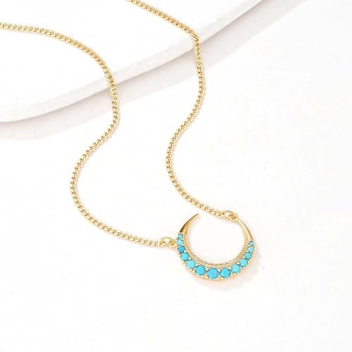 MTMY Gold Moon Pendant Necklace for Women,14K Gold Plated Dainty Chain Crescent Moon Sun Star Necklace Jewelry - style: tur crescent