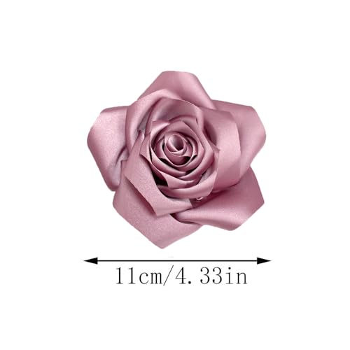 Satin Rose Flower Large Brooch Lapel Pins Handmade Fabric Flower Brooches Pin Classic for Wedding Party Dance Banquet for Women Men Dress Suit Clothes Accessories JewelryGifts 110mm - color: Pink