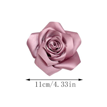 Satin Rose Flower Large Brooch Lapel Pins Handmade Fabric Flower Brooches Pin Classic for Wedding Party Dance Banquet for Women Men Dress Suit Clothes Accessories JewelryGifts 110mm - color: Pink
