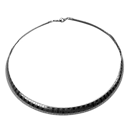 JAJAFOOK 4/6/8 MM Width Snake Bone Chain Stainless Steel Slash Wavy Flat Omega Collar Necklace - color: 8mm Silver