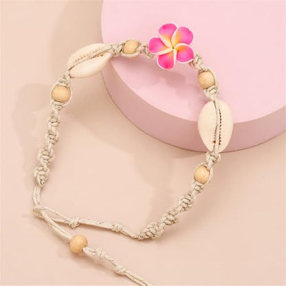 Shell Ankle Bracelet Set for Women,Boho Adjustable Beads Anklet Pack Natural White Shells Stack Stretch Seashell Pearl Starfish Bracelet Set Hawaiian Beach Vacation Foot Jewelry - style: K-Shell Flower