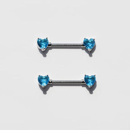 BSJ4U Nipple Piercing Jewelry 14G Stainless Steel Nipple Rings for Women Heart Butterfly Flower Bow Nipple Barbells - color: Blue CZ Nipple Piercing Jewelry