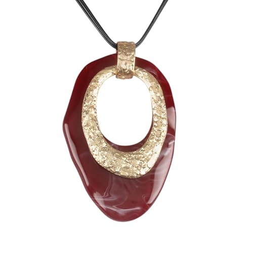 Jeilwiy Chunky Necklaces for Women Leather Cord Necklace with Pendant Boho Long Sweater Necklace Vintage Jewelry - style: large pendant necklace