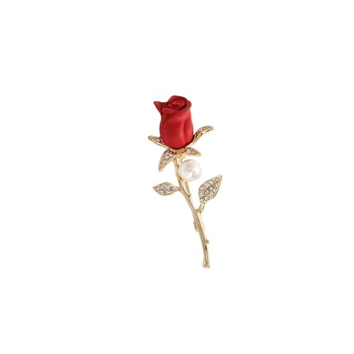 GBAHFY Romantic Red Rose Bloom Brooch for Women Vintage Flower Floral Pin for Jacket, Bag, Scarf - style: 3