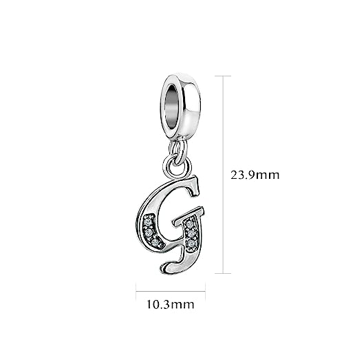 LSxAB Sparkling Initial Letter Charm Compatible with Pandora Charms Bracelets for Women A-Z Pendant Jewelry - style: G