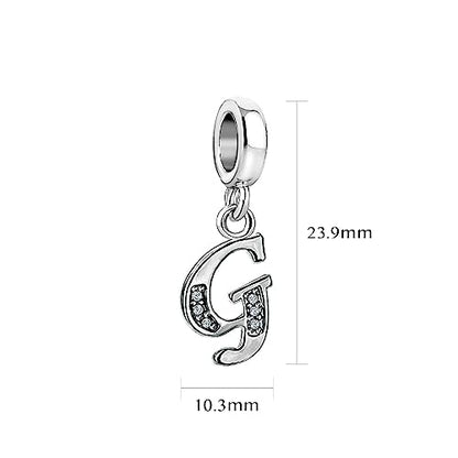 LSxAB Sparkling Initial Letter Charm Compatible with Pandora Charms Bracelets for Women A-Z Pendant Jewelry - style: G
