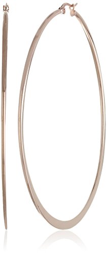 Amazon Essentials Gold Plated or Stainless Steel Flattened Hoop Earrings - color: Rose Gold, size: 70 mm