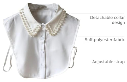 Verdusa Women's Fake Collar Detachable Dickey Collar Half Shirts Blouse - color: Plain White
