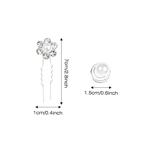 Cinaci 36 Pack Sparkly Silver Rhinestone Pearl Flower Butterfly Bridal Hair Side Combs+U-shaped & Twist Crystal Hair Pins Clips Wedding Headpieces Prom Accessories for Women Girls Brides Bridesmaids