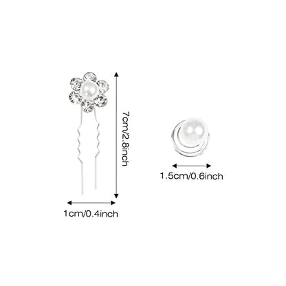 Cinaci 36 Pack Sparkly Silver Rhinestone Pearl Flower Butterfly Bridal Hair Side Combs+U-shaped & Twist Crystal Hair Pins Clips Wedding Headpieces Prom Accessories for Women Girls Brides Bridesmaids