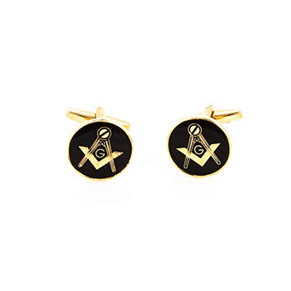 Freemason Masonic Mason Cufflinks and Studs Tuxedo Set in a Presentation Gift Box with Polishing Cloth