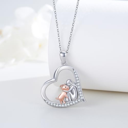 Heart Animal Necklace 925 Sterling Silver Cute Animal Pendant Jewelry Birthday Gifts for Women Girlfriend Mom Animal Lovers - style: Goat
