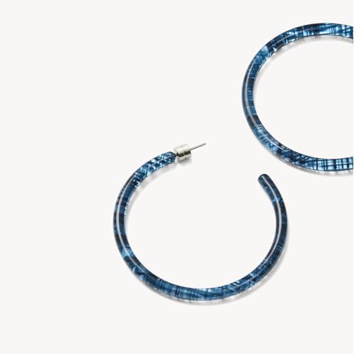 Circle Hoop Earrings Acetate Resin Fashion Jewelry for Women - color: Chambray, size: Large