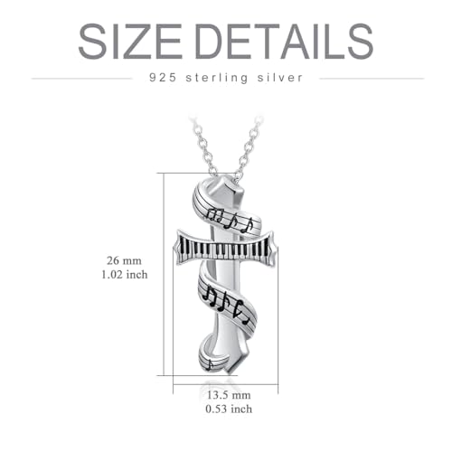 Cross Necklace for Men Women 925 Sterling Silver Cross Pendant Necklace Christian Religious Jewelry Gifts for Anniversary - color: 18-Music Cross