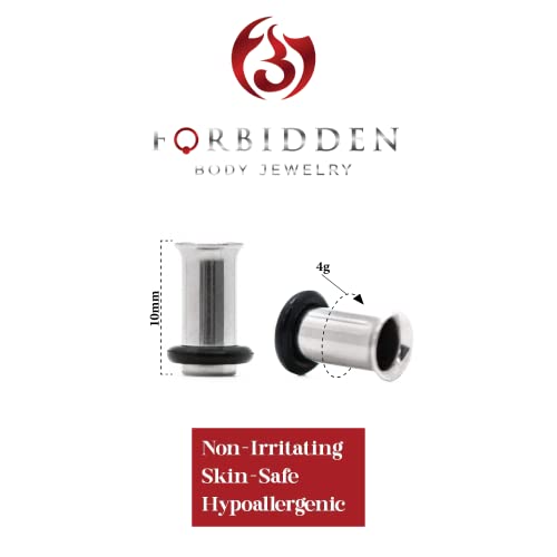 Forbidden Body Jewelry 12G-1 Inch Surgical Steel Single Flared Tunnel Plugs Plus O-Ring, Choose Pcs/Gauge - style: 2pcs: 5mm (4GA)