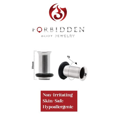Forbidden Body Jewelry 12G-1 Inch Surgical Steel Single Flared Tunnel Plugs Plus O-Ring, Choose Pcs/Gauge - style: 2pcs: 5mm (4GA)