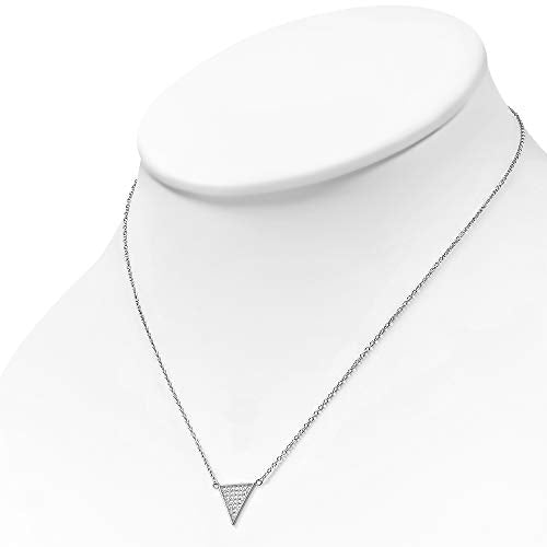 925 Sterling Silver White CZ Triangle Womens Pendant Necklace - color: Silver