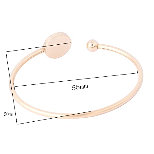 5pcs 12mm Cabochon Bracelet Base Setting Blanks Bendable Rose Gold Stainless Steel Cuff Bracelets Bangle Bezel Findings - color: gold plated