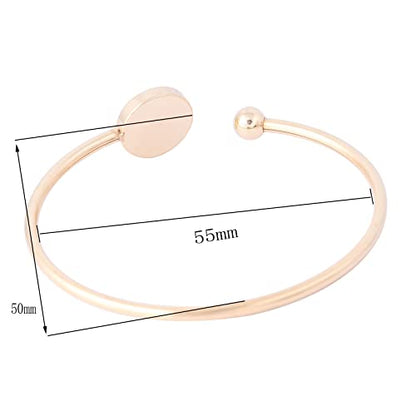 5pcs 12mm Cabochon Bracelet Base Setting Blanks Bendable Rose Gold Stainless Steel Cuff Bracelets Bangle Bezel Findings - color: gold plated