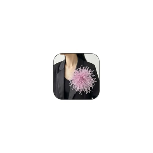 Dainty Feather Flower Brooch Pin for Women Oversized Floral Lapel Pins Elegant Feather Corsage Brooches Suit Clothes Shawl Dress for Wedding Party Banquet Dance Trendy Jewelry 150mm - color: Purple