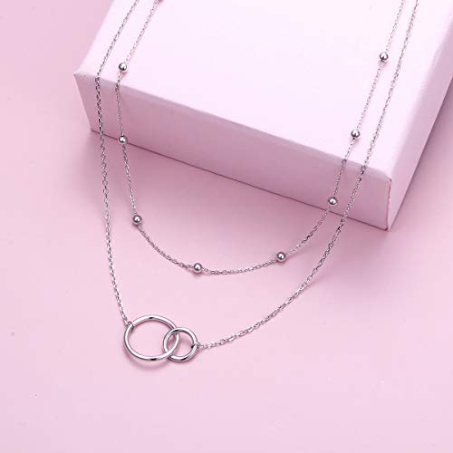 Ladytree S925 Sterling Silver Dainty Simple Choker Necklace,Rolo Chain,Adjustable 13 inches to 16 inches - style: 08_Layer Infinity Choker