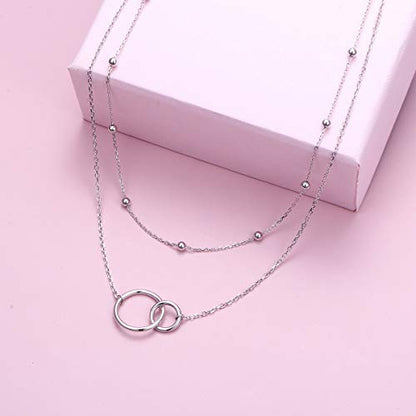 Ladytree S925 Sterling Silver Dainty Simple Choker Necklace,Rolo Chain,Adjustable 13 inches to 16 inches - style: 08_Layer Infinity Choker