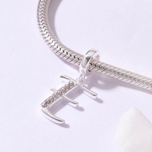 925 Sterling Silver Initial Charm fits Pandora, Gift for Mom Wife | Christmas,Birthday,Mother's Day, Anniversary, Valentine's Day - color: Letter E