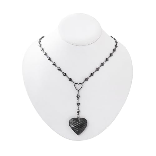 Personalized Heart Locket Necklace for Women Stainless Steel- Heart Necklace - color: Black-B