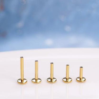 limerencia 16G/18G Hypoallergenic Internal Threaded Titanium Bar Post Replacement,Flat Back Stud Earrings Post Medusa Helix Couch Labret Bar for Women Men Sensitive Ears(A Pair) - color: gold tone, size: 16G-5mm