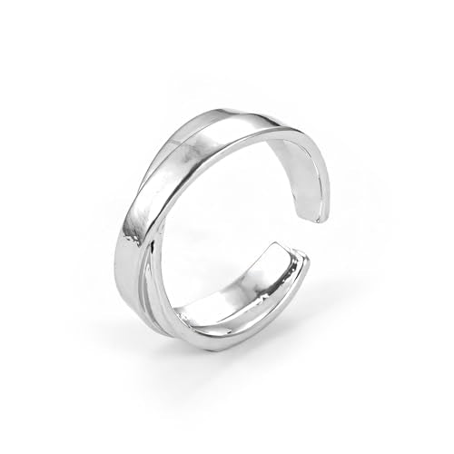 925 Sterling Silver Ring Minimalist Adjustable Rings Band Handmade Rings for Women Girls - color: Color 10