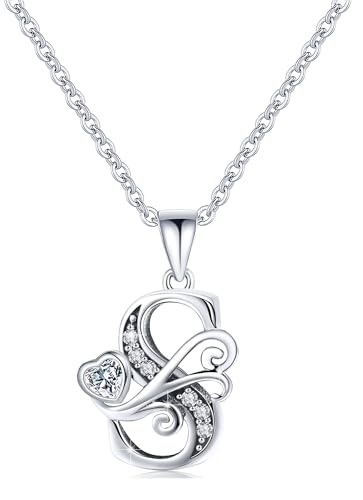 S925 Sterling Silver Initial Letter Necklaces for Women Dainty Letter Chain Necklace for Women Personalized Jewelry Gifts - style: S