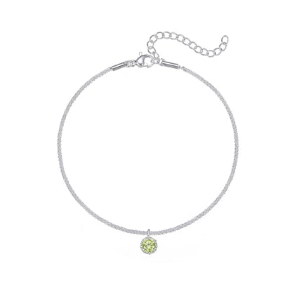 Wellike Silver Ankle Bracelets For Women Waterproof Birthstone Anklets Adjustable Sparkly Chain Silver Plated Stainless Steel Anklet Non Tarnish Jewelry - color: KKWJL185-8
