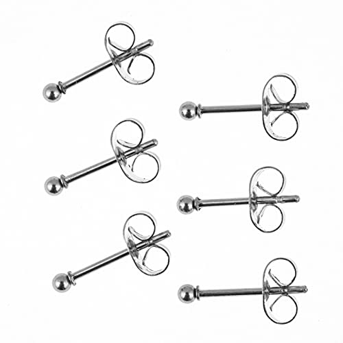 Stainless Steel Earrings Hypoallergenic Earrings, Ball Stud Silver Stud Earrings Set for Women Men Girls, Nickel Free Earrings - style: 3pairs(2mm)