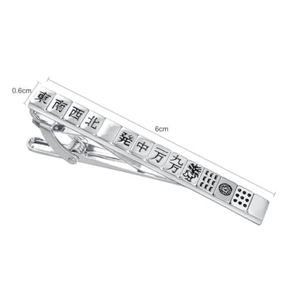 Yuorsfs Chinese Mahjong Tie Clips for Men Novelty Funny Stainless Steel Tie Clip Personalized Tie Bar Suitable For Daily - style: Silver Mahjong