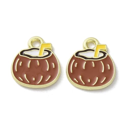 KitBeads 10Pcs Fruit Coconut Charms Enamel Summer Coco Juice Tropical Plant Charms for Jewelry Making Bracelets Necklace Earrings Bulk