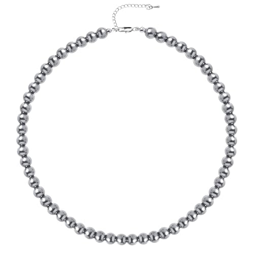 BABEYOND Round Imitation Pearl Necklace Wedding Pearl Necklace for Brides - color: Grey, size: 8mm