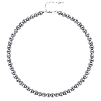 BABEYOND Round Imitation Pearl Necklace Wedding Pearl Necklace for Brides - color: Grey, size: 8mm