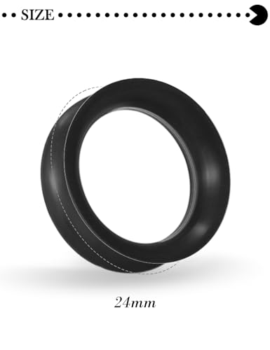 10G-50mm Thin Black Silicone Ear Gauges Tunnels Rubber Ear Plugs Gauges Double Flared Flexible Tunnel Earrings for Women Men - color: 24mm = 15/16 inch = 0.94 inch
