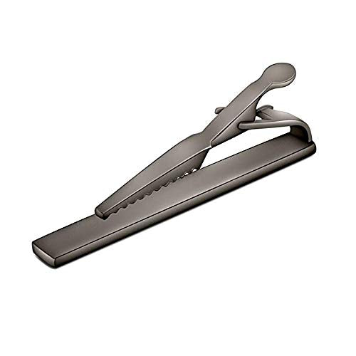 Men Tie Bar Clip 2.2"Inches Brass Gun-black Plated Carbon Fiber Regular Fashion Tie Bar Clips (Gun black)