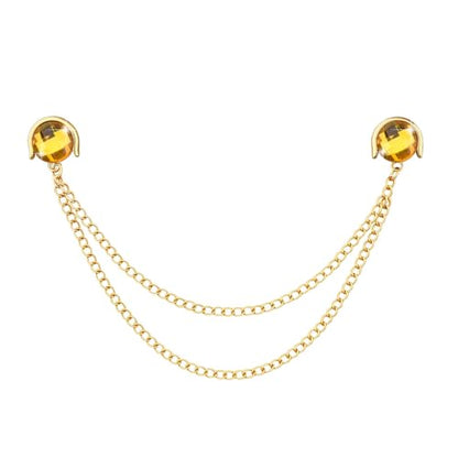 Crystal Rhinestone Brooch Mens Lapel Pins for Shirt Collar Suit Tassel Collar Chains for Shirts Badge Suit Accessories Men Brooch - color: Yellow