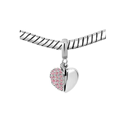 KunBead Daughter Heart I Love You Birthstone Dangle Charms Compatible with Pandora Bracelet Gift for Womens Birthday - color: Pink